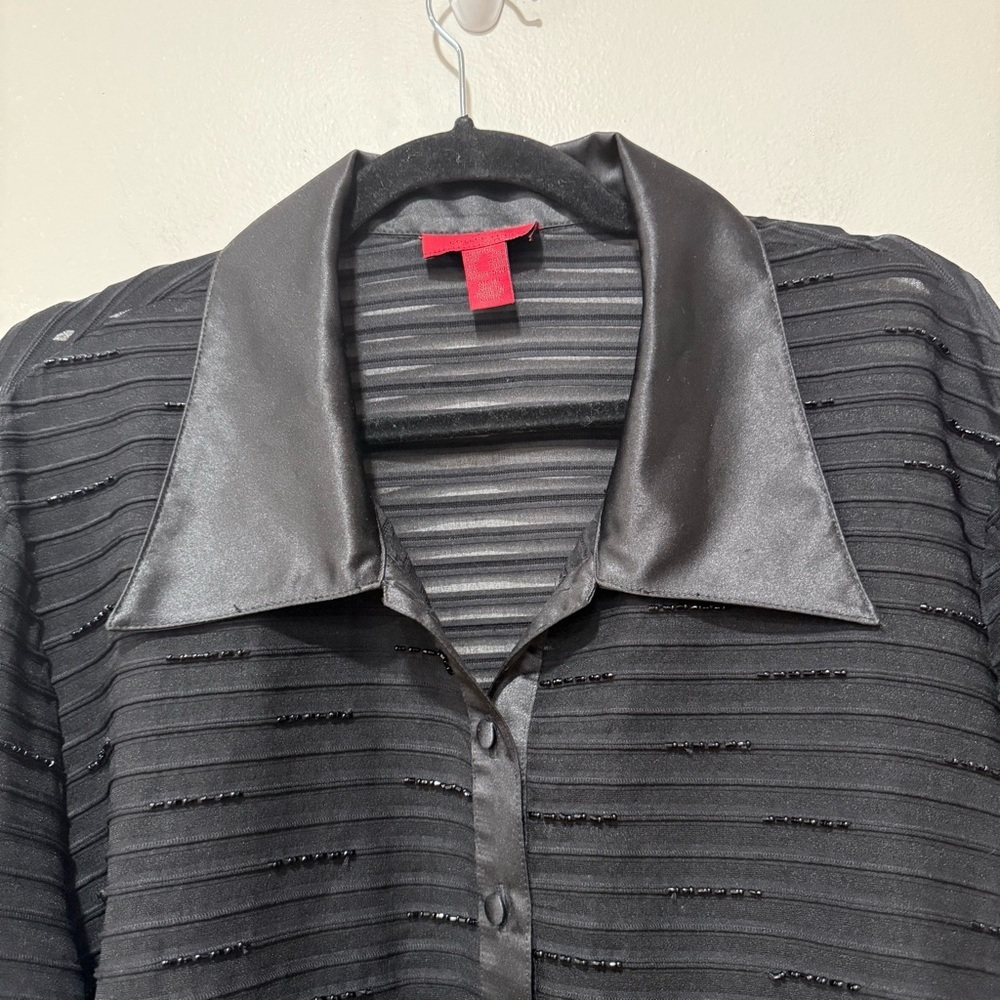 Js Collections Black Sheer Button Down 22w - image 3